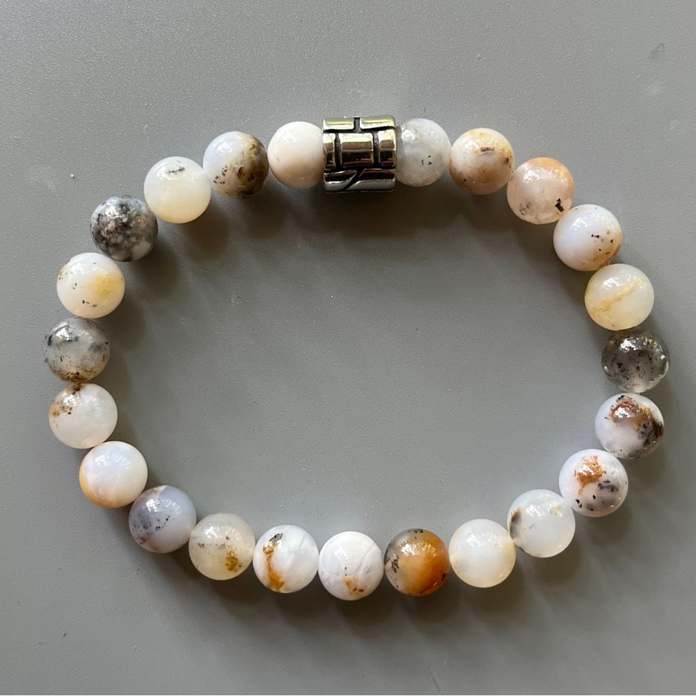 Natural Australian Dendritic Chalcedony Handcrafted Bead Bracelet - Picture 2 of 5